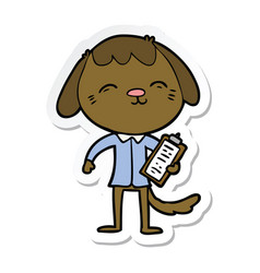 Sticker Of A Happy Cartoon Office Worker Dog