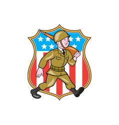 World War Two Soldier American Cartoon Shield