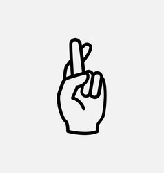 Fingers Crossed Line Icon Hand Gesture Luck Finger