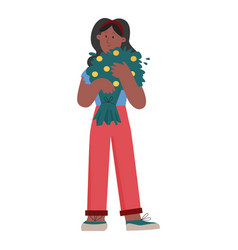 Gardener Girl With Flowers Bouquet