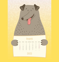 2023 August Calendar Cute Dachshund Dog Animal