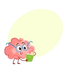 Funny Smiling Brain In Round Glasses Reading