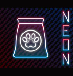 Glowing Neon Line Bag Of Food For Pet Icon