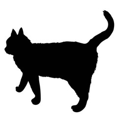 Black Silhouette Of Cat Sitting Sideways Isolated