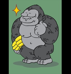 Gorilla And Banana Thumbs Up With Tricky Smile