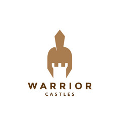 Helmet Spartan With Castle Logo Design Graphic