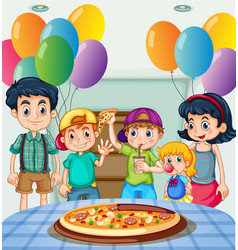 Kids Eating Pizza At Party