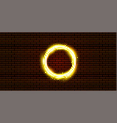 Light Circle Neon Halo On Brick Wall Bright