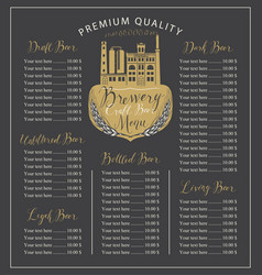 Craft Beer Menu With Price List And Brewery