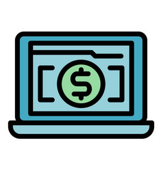 Laptop Banking Icon Flat