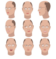 Set Of Variation Of Emotions Of The Same Bald Man