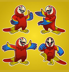 Set Cartoon Scarlett Macaw Bird