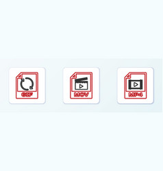 Set Line Mp4 File Document Gif And Mov Icon