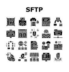 Ssh Sftp File Transfer Protocol Icons Set