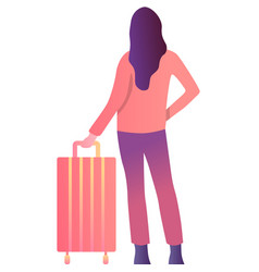 Woman With Travel Luggage Icon Isolated