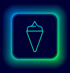 Glowing Neon Line Ice Cream In Waffle Cone Icon