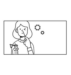 Line Icon Woman Using Nasal Swab