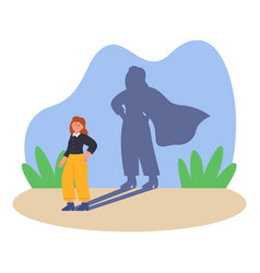 Successful Woman With Superhero Shadow Flat