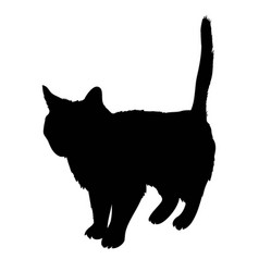 Black Silhouette Of Cat Sitting Sideways Isolated