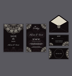 Luxury Wedding Invitation Card With White Mandala