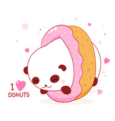 Cute Little Panda With Donut Square Card