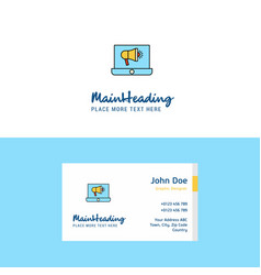 Flat Music On Laptop Logo And Visiting Card