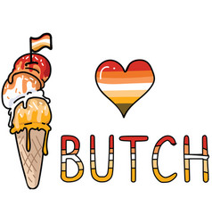 Cute Butch Lesbian Ice Cream Cone Cartoon