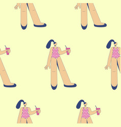 Seamless Pattern Girl In A Bathing Suit