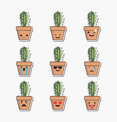 Cute Emoticon Cactus Plan Sticker Collection