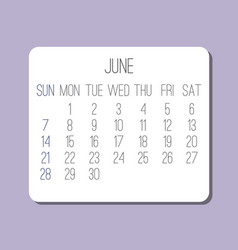 June Year 2020 Monthly Light Minimalist Calendar