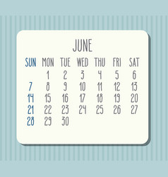 June Year 2020 Monthly Calendar