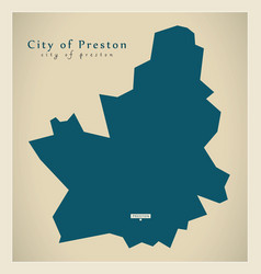 Modern Map - City Of Preston County England Uk