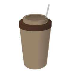 Paper Coffee Cup Mockup With Straw