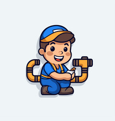 Plumber Cute Character Mascot Icon Design