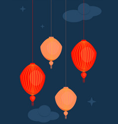 Chinese Lantern On The Blue Background