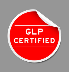 Red Color Peel Sticker Label With Word Glp