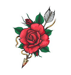 Rose Flower And Arrow Tattoo