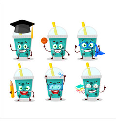 School Student Of Taro Milk With Boba Cartoon