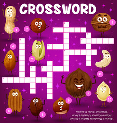 Cartoon Nut Characters Crossword Puzzle Game Grid