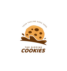 Dipping Chocochips Cookies Logo Icon Chocolate