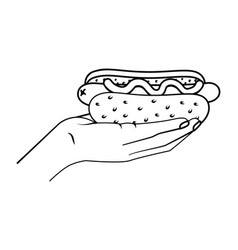 Hand Holding Hot Dog Black And White