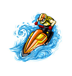 Hydro Cycle Rider On A Wave In The Sea