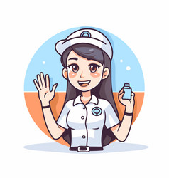 Nurse With Hand Sanitizer In Cartoon Style