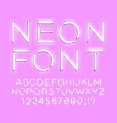 Glowing Neon Silver Alphabet Royalty Free Vector Image