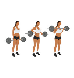 Woman Doing Barbell Drag Bicep Curls Exercise