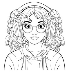 Woman Portrait Wearing Headset Listening To Music