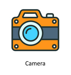 Camera Fill Outline Icon Design