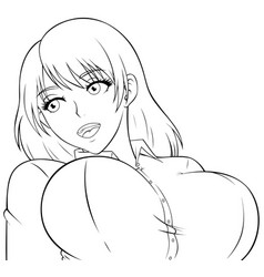 Happy Anime Girl Line Art