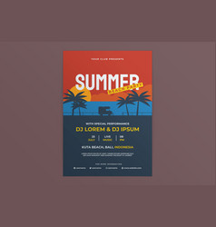 Summer Beach Party At Night Flat Design Flyer