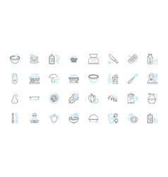 Food Business Linear Icons Set Cuisine Gourmet